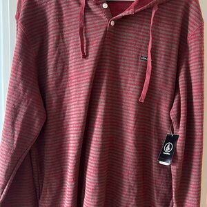 Volcom Burgundy Striped Hoodie